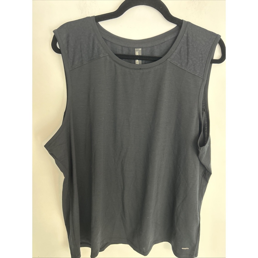 mondetta womens XXL Black Sleeveless Sheer Back Dressy Tank Top Closet, Staple